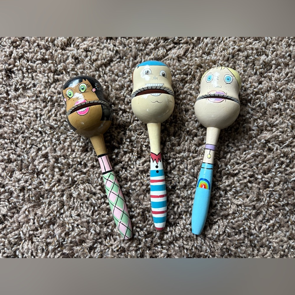 Vintage Wooden Clicker Clapper Rhythm Music Toy Set 70’s Noise Maker Game